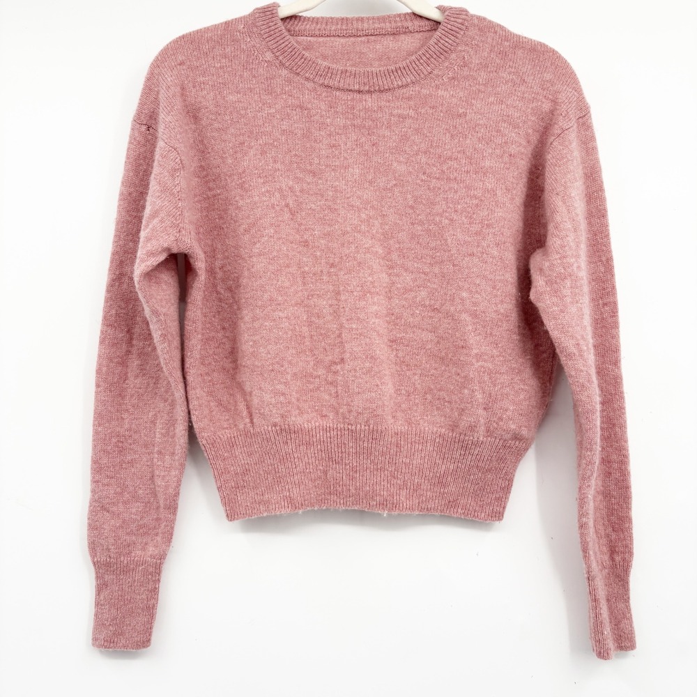Muji Womens Pink 100% Wool Minimalist Quiet Luxury Preppy Crewneck Sweater Small